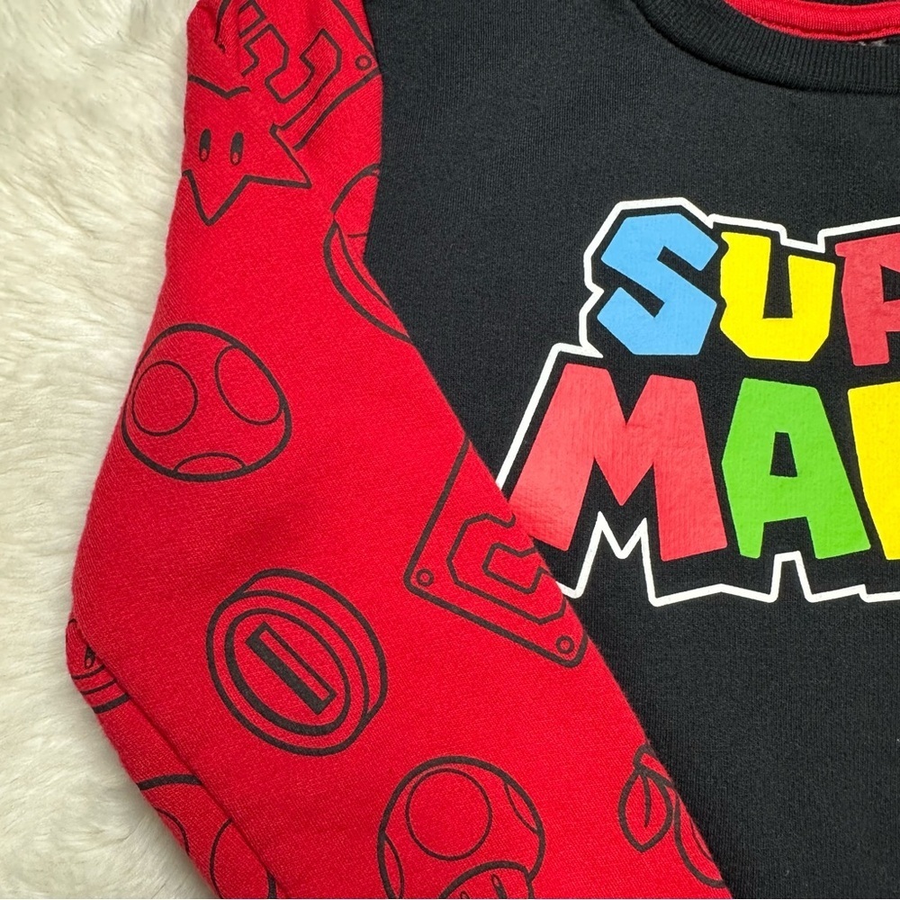 Nintendo Super Mario Sweatshirt Black & Red Size 5 - Picture 3 of 16